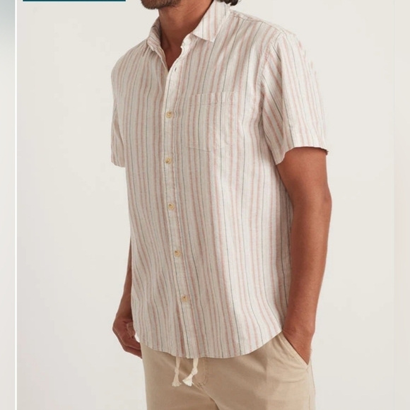 Marine Layer Other - marine layer hemp tencel shirt in warm multi stripe